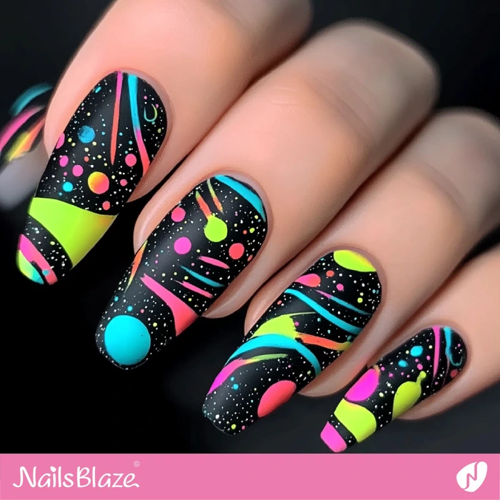 Matte Neon Abstract Nail Art | Abstract Nails - NB5491