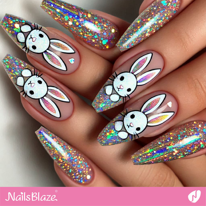 Bunny Nail Design for Bling Style | Bunny Nails- NB7673