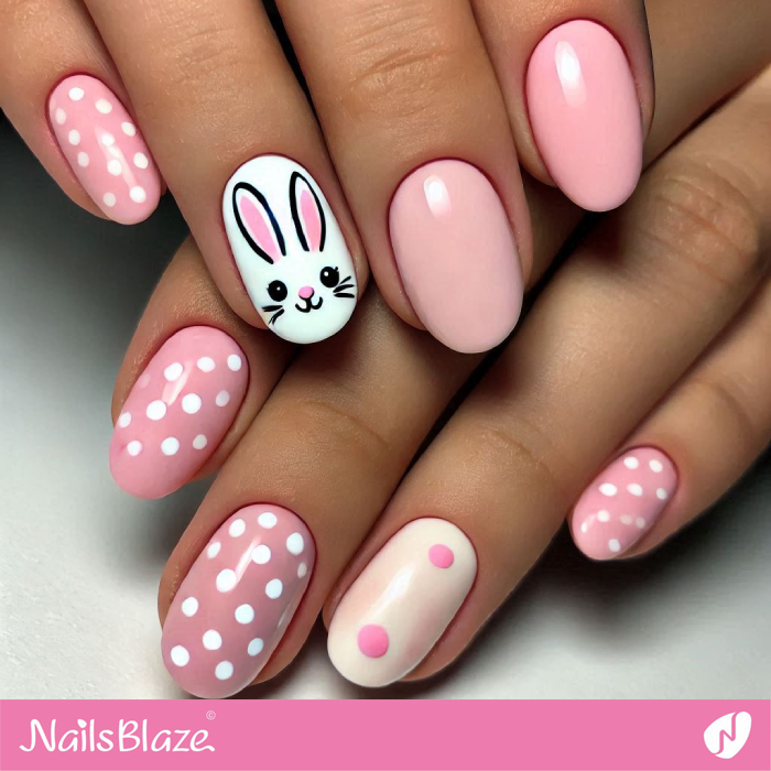 Simple Bunny Nail Art with Polka Dots | Bunny Nails- NB7679