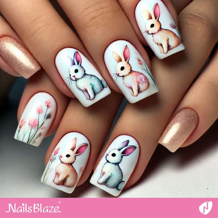 Cute Bunny for Short Nails Design | Bunny Nails- NB7663