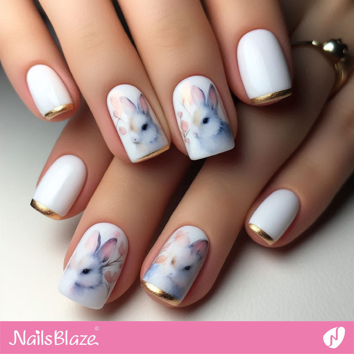 Micro French Nails Bunny Design | Bunny Nails- NB7707