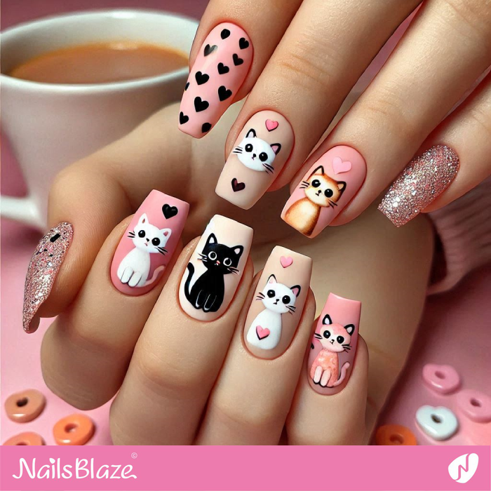 Love for Kitty Cat Nails Design | Kitty Cat Nail Art - NB7149