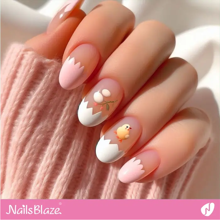 Chicken for Egg-inspired French Nails | Chicken Nails- NB7789