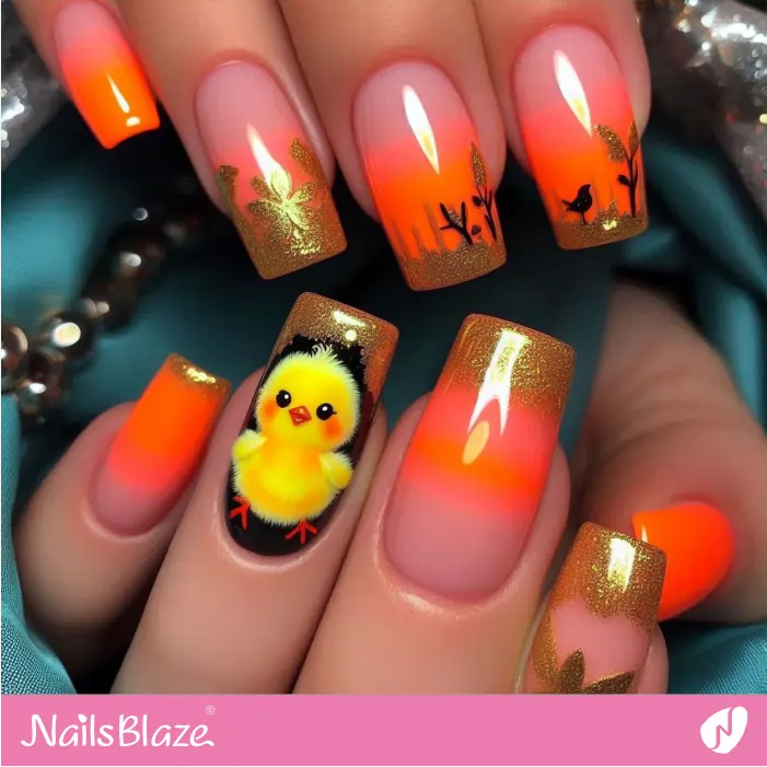 Neon Nails with a Chick | Chicken Nails- NB7792