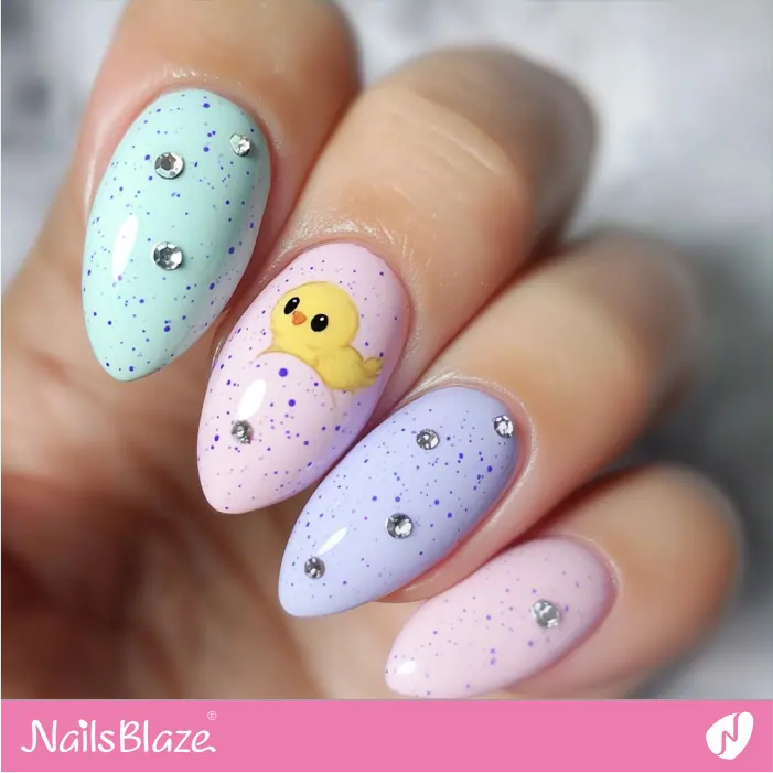 Easter Eggshell Nails with a Chick | Chicken Nails- NB7784