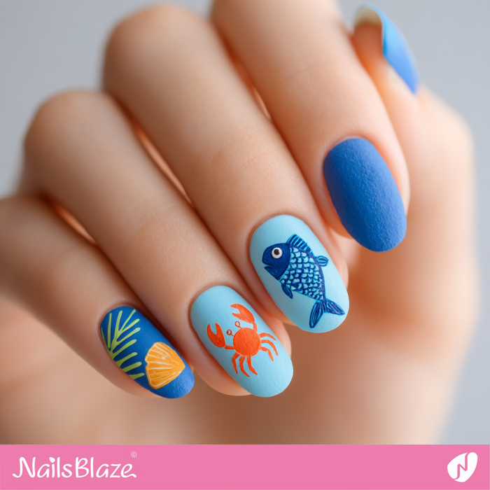 Simple Sea Creatures for Nails Design | Crab Nails- NB8163