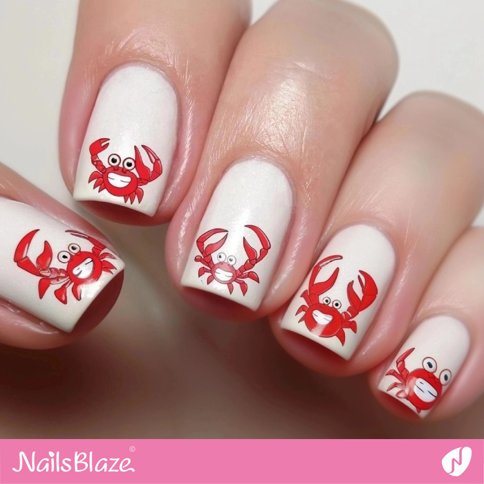 Crab Design for Short Square Nails | Crab Nails- NB8155