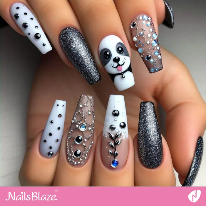 Decorated Nails with a Dog | Dog Nail Designs- NB7540