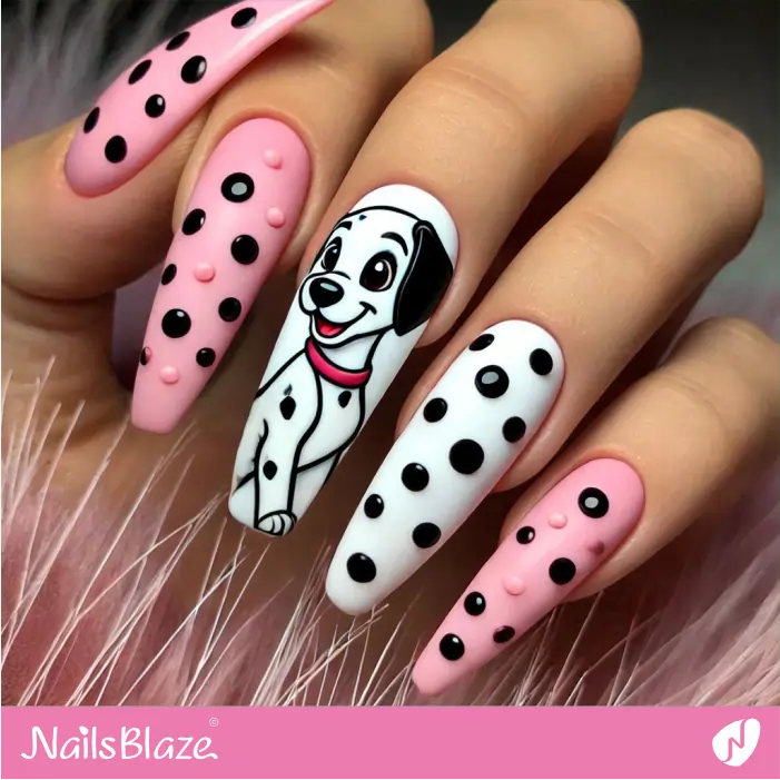 Dalmatian Dog Accent for Polka Dot Nails | Dog Nail Designs- NB7542