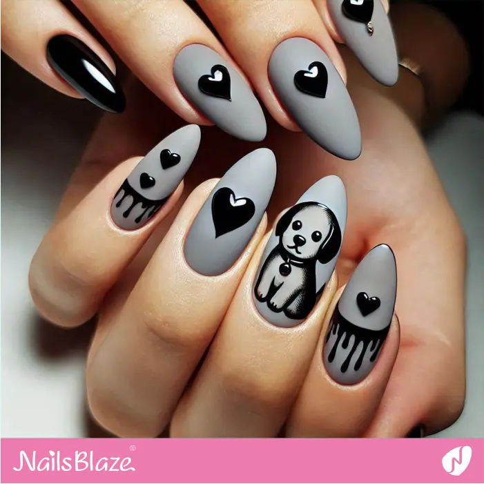 Cute Puppy for Matte Nails Design | Dog Nail Designs- NB7543