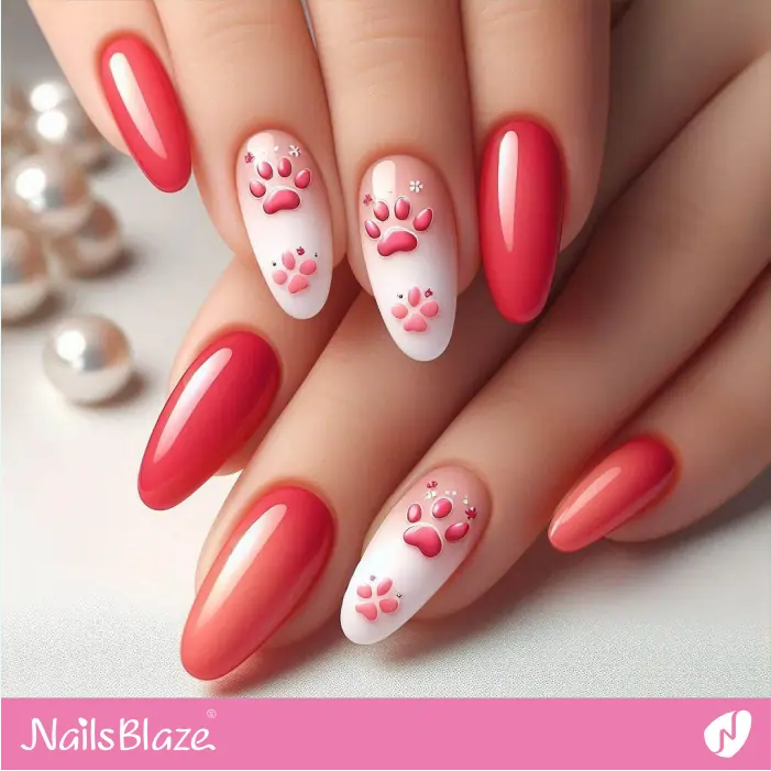 Simple Nails Design with Dog Paws | Dog Nail Designs- NB7536