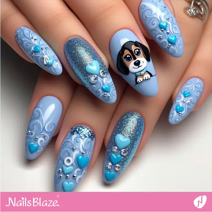 Blue Dog Love Nails | Dog Nail Designs- NB7537