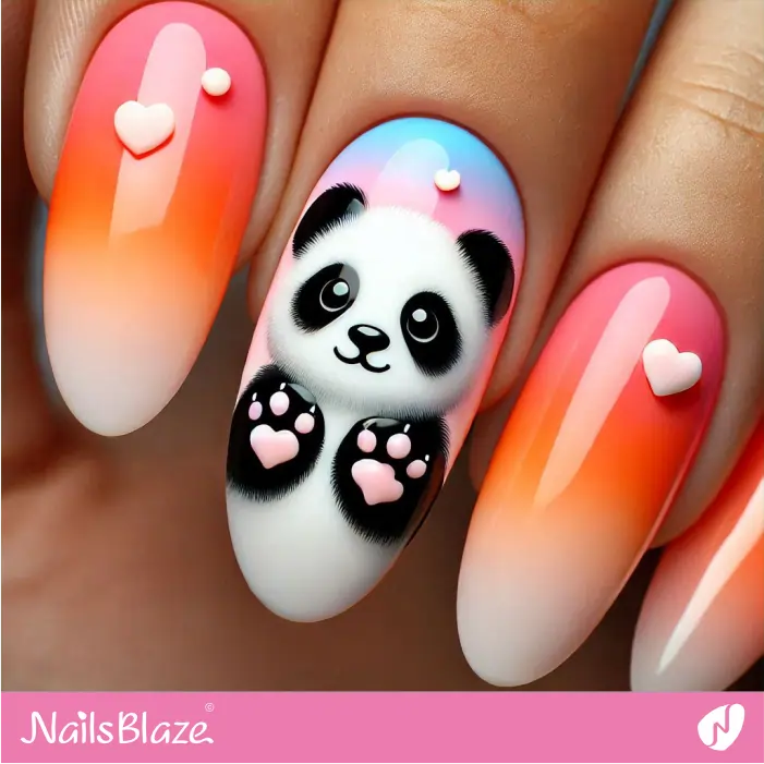 Panda Love Ombre Nails | Panda Nails- NB7573