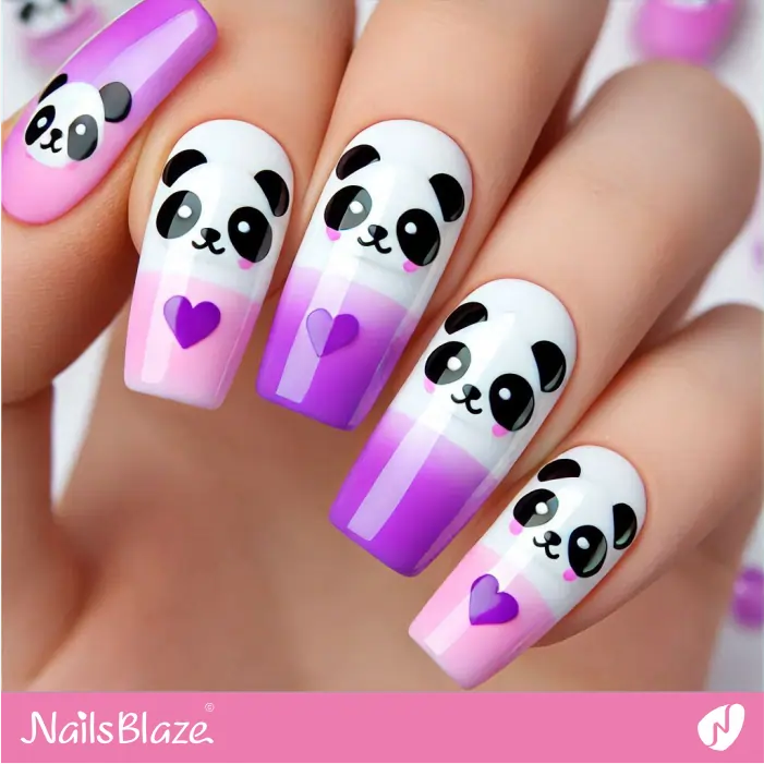 Panda Theme for Pastel French Nails | Panda Nails- NB7574