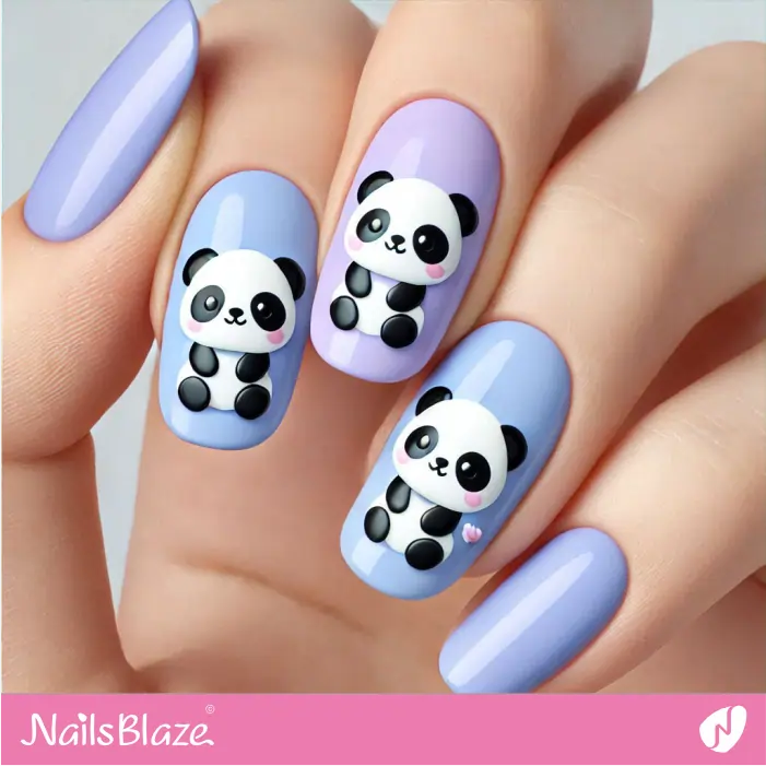 Panda Design for Baby Blue Nails | Panda Nails- NB7582