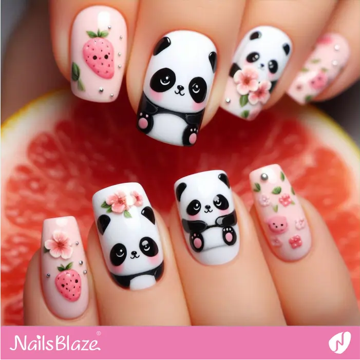 Short Panda Nails for Spring | Panda Nails- NB7558