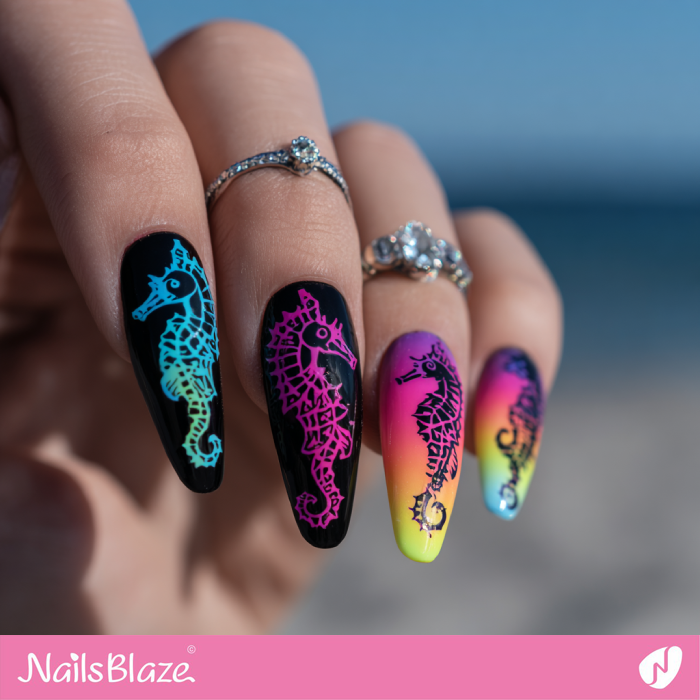 Seahorse Design for Colorful Nails | Seahorse Nails- NB8287