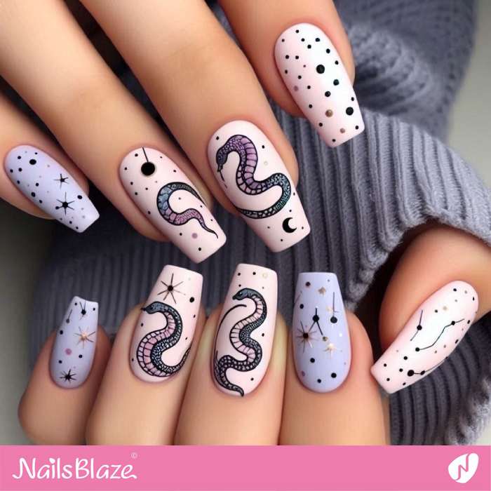 Matte Nails with Snake | Snake Nails- NB8123