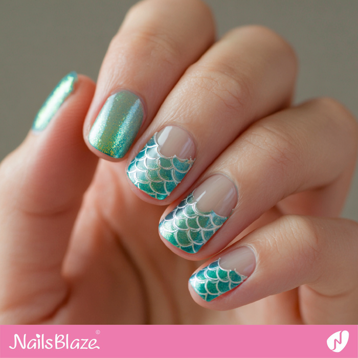 Mermaid Scale Green Nails | Beach Nails- NB8311