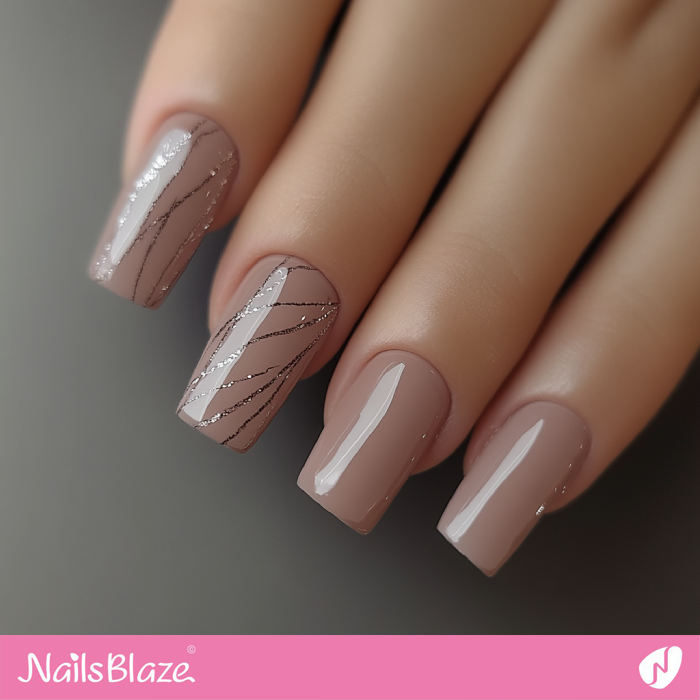 Glitter Line Art for Cinnamon Slate Nails | Benjamin Moore Color Trend 2025 - NB6093