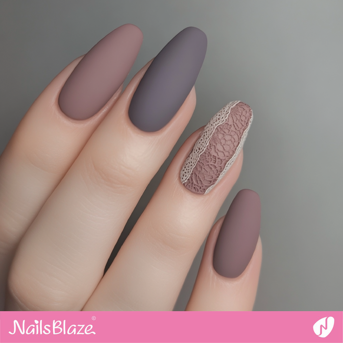 Cinnamon Slate Nails with Lace-Style | Benjamin Moore Color Trend 2025 - NB6104