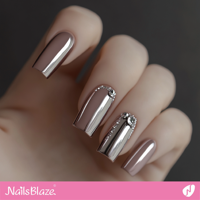 Rhinestone Design for Cinnamon Slate Nails | Benjamin Moore Color Trend 2025 - NB6112