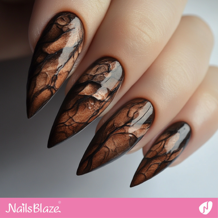 Leaf Theme Cinnamon Nails Design | Cinnamon Nails - NB6134