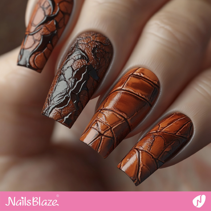 Leather Effect Cinnamon Nail Art | Cinnamon Nails - NB6140