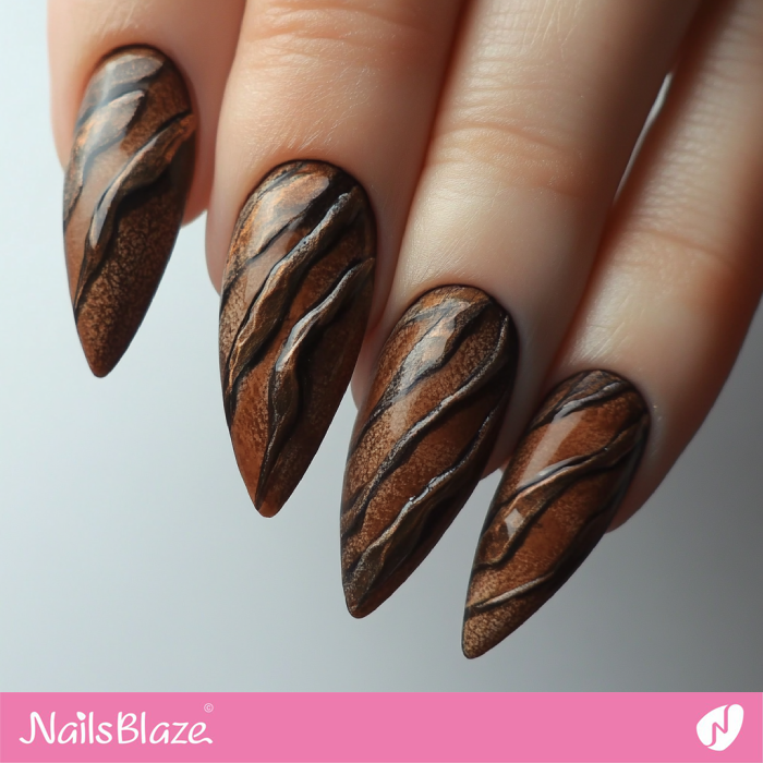 Leather-inspired Cinnamon Nails Design | Cinnamon Nails - NB6123