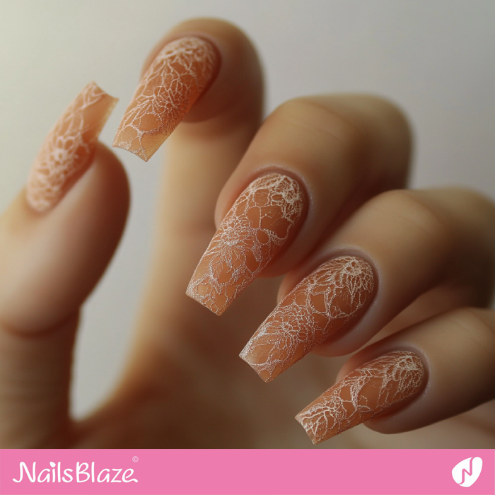 Elegant Lace-inspired Cinnamon Nails | Cinnamon Nails - NB6128