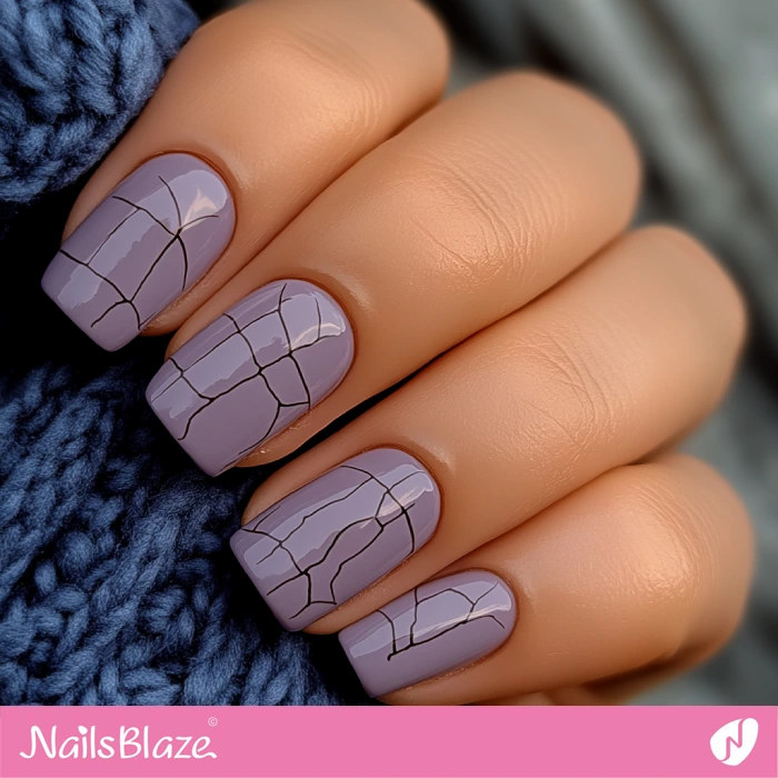 Short Mauve Finery Nails Crackle Design | Sherwin William Color Capsule 2025 - NB6382