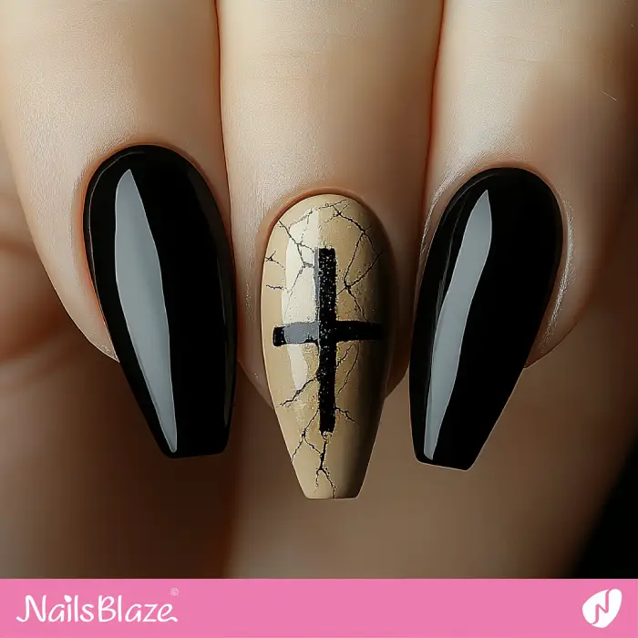 Crackle and Cross Nail Design | Nail with a Cross - NB6571