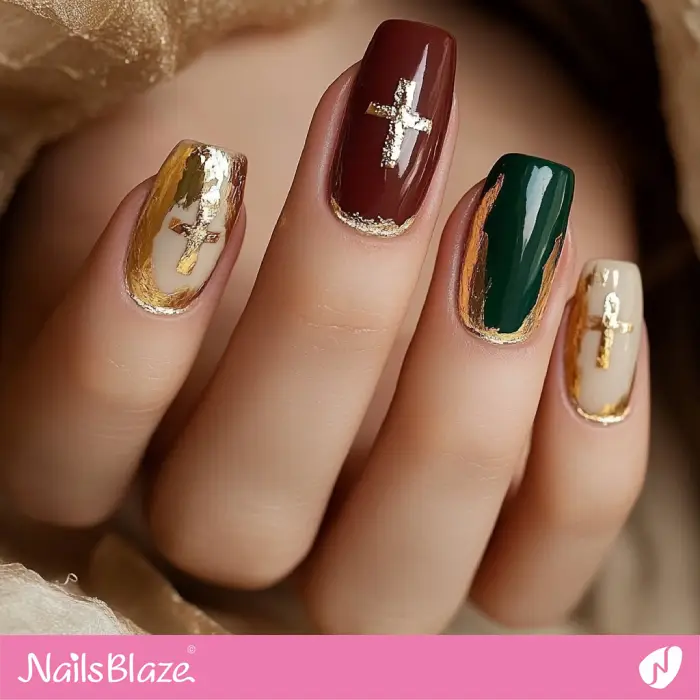 Nails Foil Cross Design | Nails with a Cross - NB6572