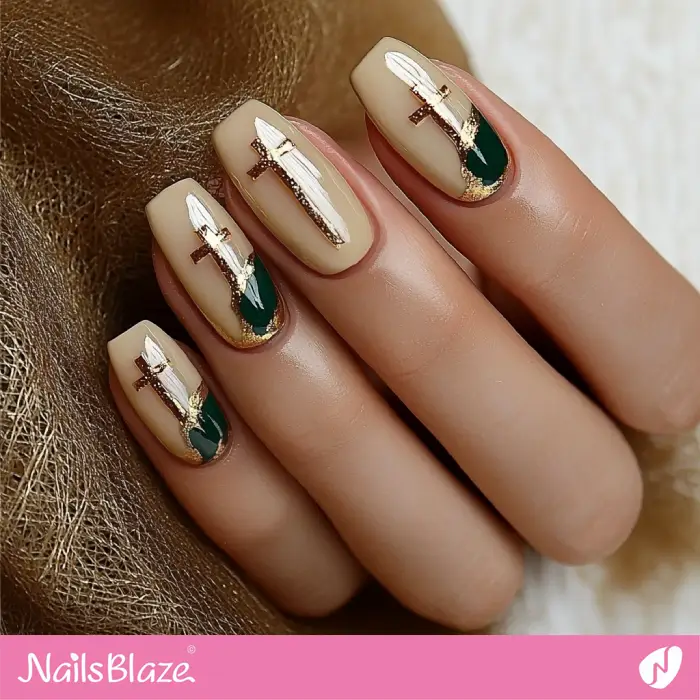 Gold Cross Nails Design | Nails with a Cross - NB6564