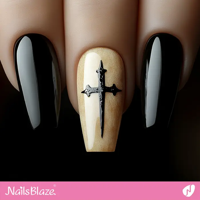 Coffin Nails Cross Design | Nails with a Cross - NB6566