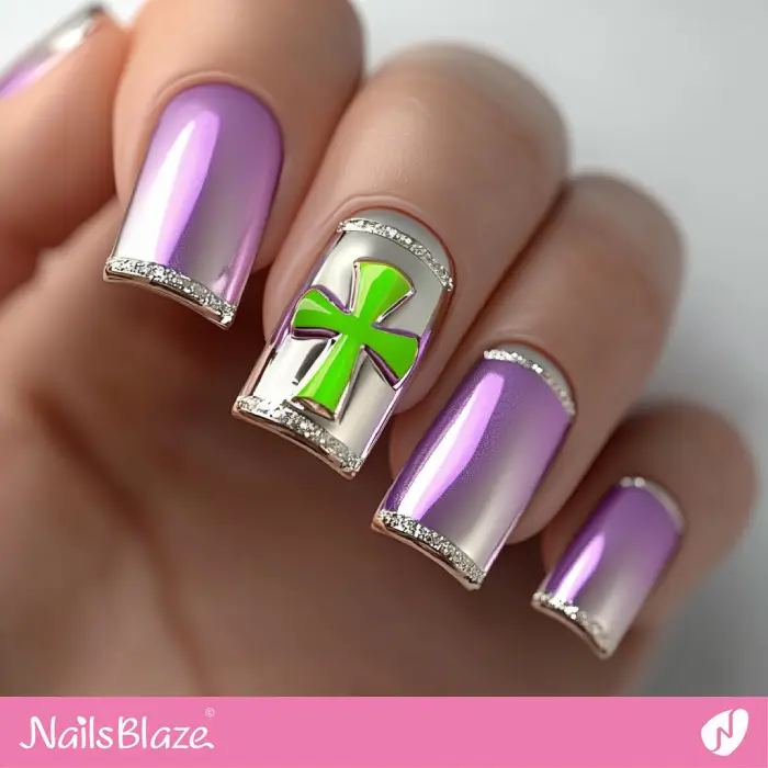 Cross Accent for Chrome Nails | Nails with a Cross - NB6568