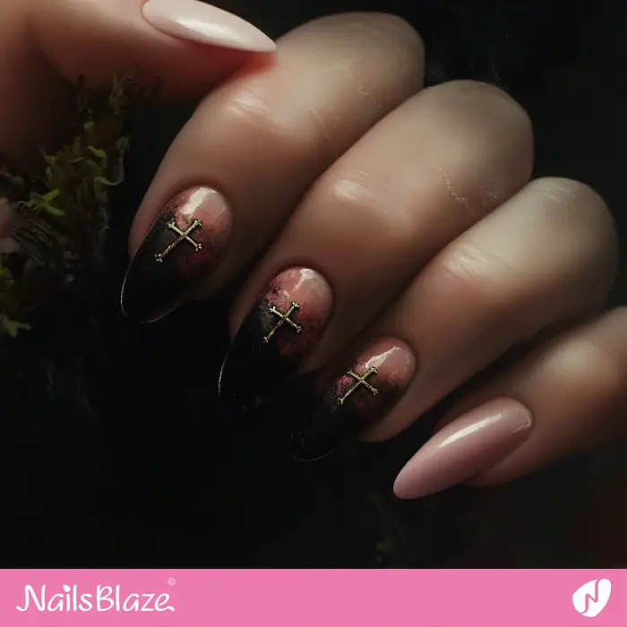 Nails with Cross Charm | Nails with a Cross - NB6570