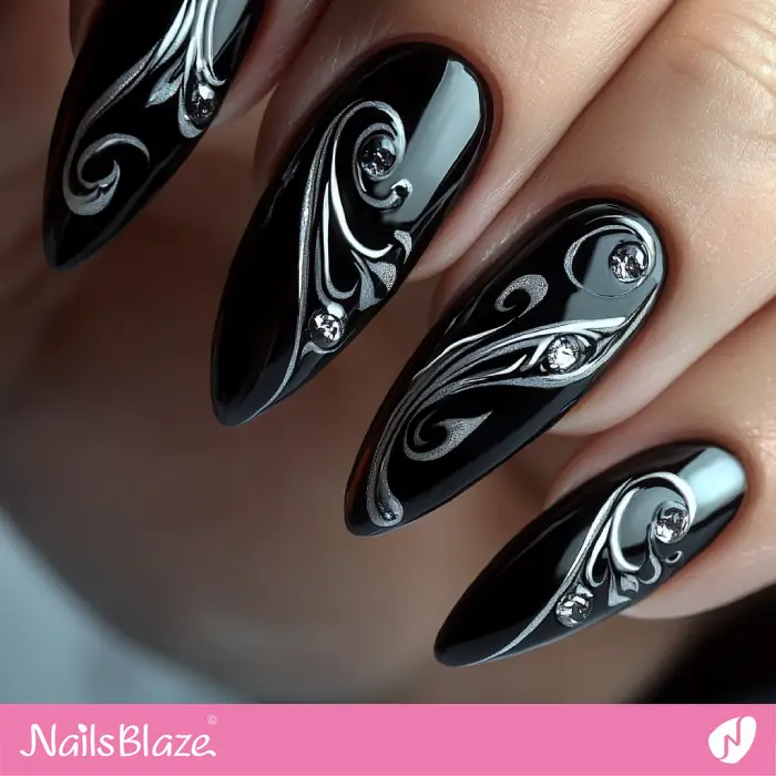 Dark Nails Swirl Design | Dark Nails - NB6592