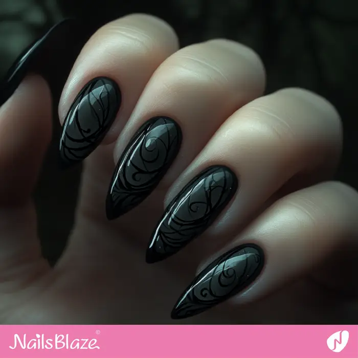 Dark Nails Design with Swirls | Dark Nails - NB6593