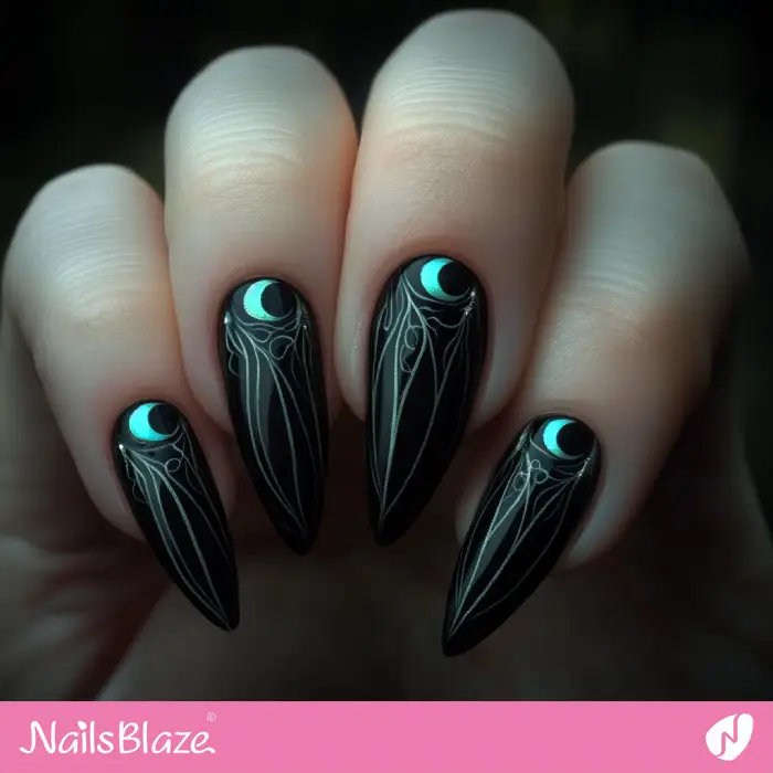 Dark Nails with Moon | Dark Nails - NB6587