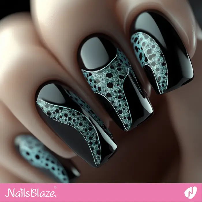 Cyan Chameleon Print for Dark Nails | Dark Nails - NB6589