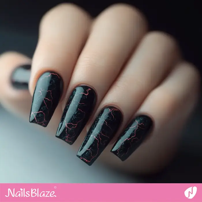 Dark Marble for Coffin Nails | Dark Nails - NB6591