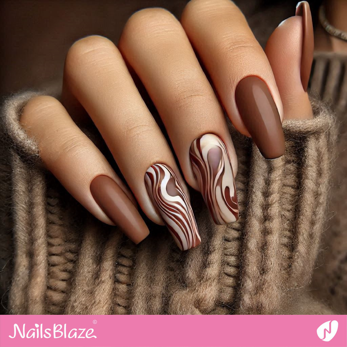 Abstract Swirls for Mocha Mousse Nails | Color of the Year 2025 - NB6904