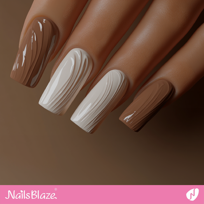 Mocha Mousse Textured Nails for an Abstract Look | Color of the Year 2025 - NB6914