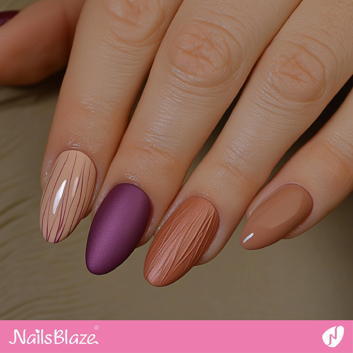 Mix and Match Mocha Mousse Abstract Nails Design | Color of the Year 2025 - NB6915