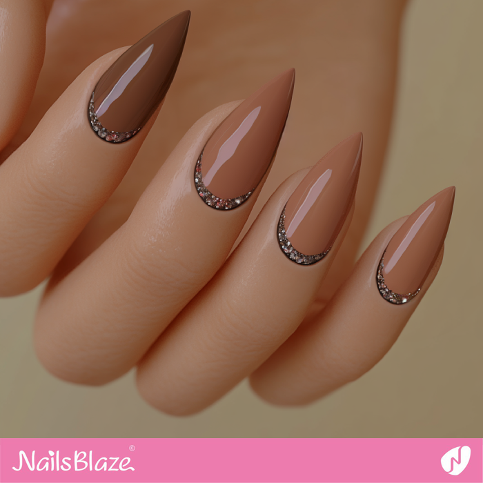 Classy Mocha Mousse Nails in Stiletto Shape | Color of the Year 2025 - NB6920