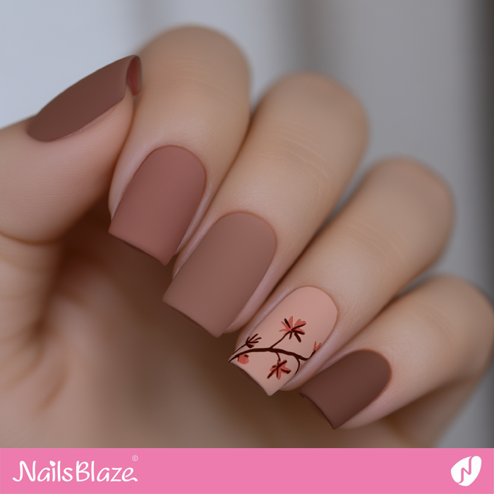 Easy to Do Floral Mocha Mousse Nail Design | Color of the Year 2025 - NB6943