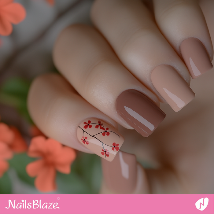 Cute Flowers for Mocha Mousse Nails | Color of the Year 2025 - NB6933