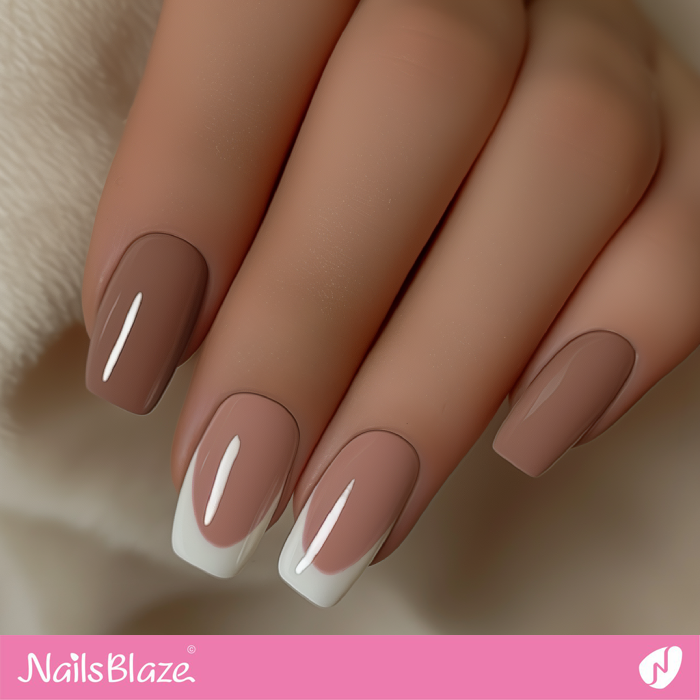 Mocha Mousse Nails with French Accents | Color of the Year 2025 - NB6955