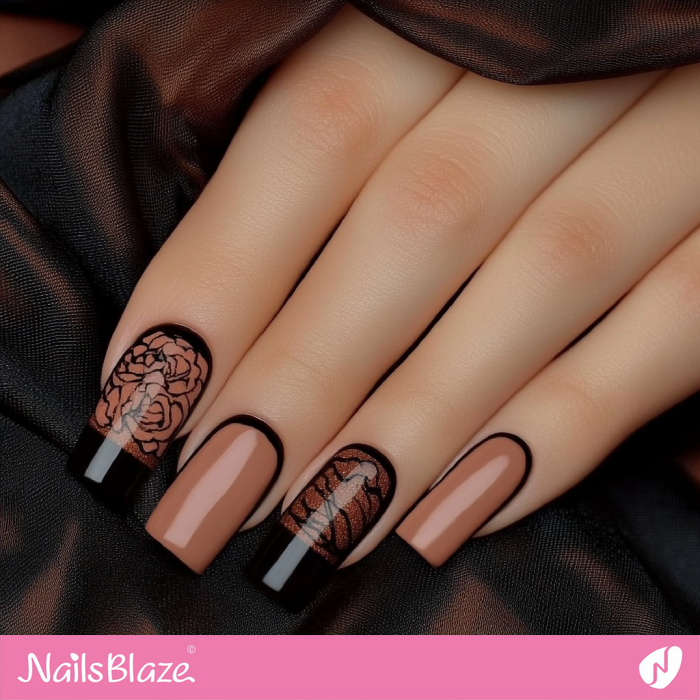 Elegant Mocha Mousse French Nails | Color of the Year 2025 - NB6948